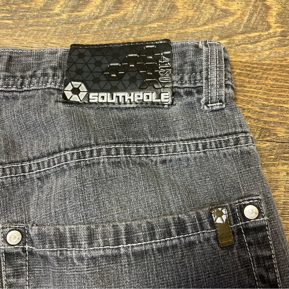 Southpole Brown Tab Jeans Fade Gray Baggy Skater Men 34x32 Straight Relax Grunge - Picture 10 of 14
